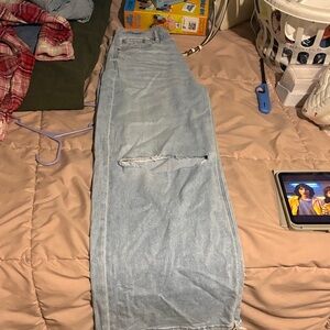 Light Blue Distressed Flare Jeans